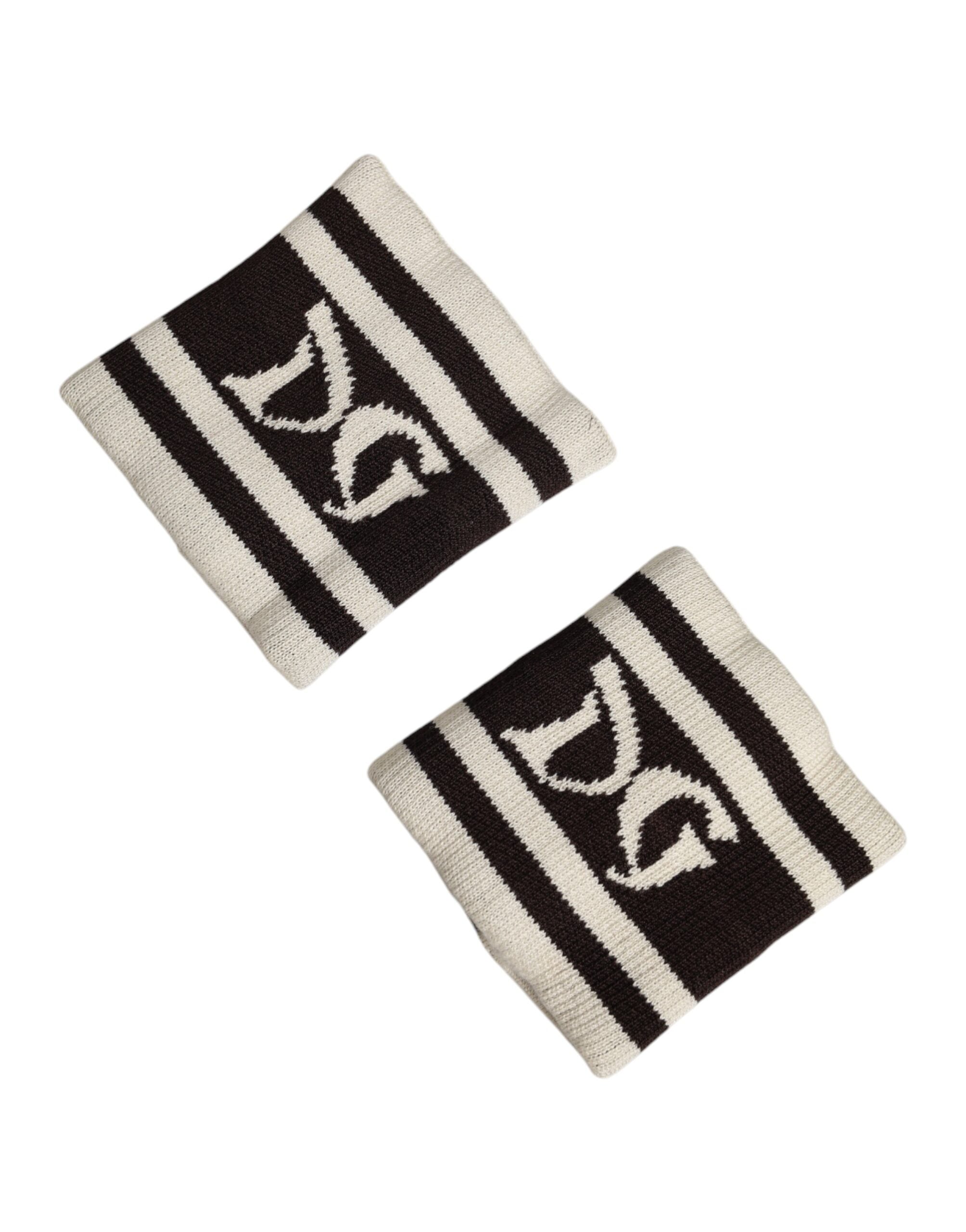 Dolce & Gabbana Black White DG Logo Cotton 1 Pair  Wristband - Zeiniez