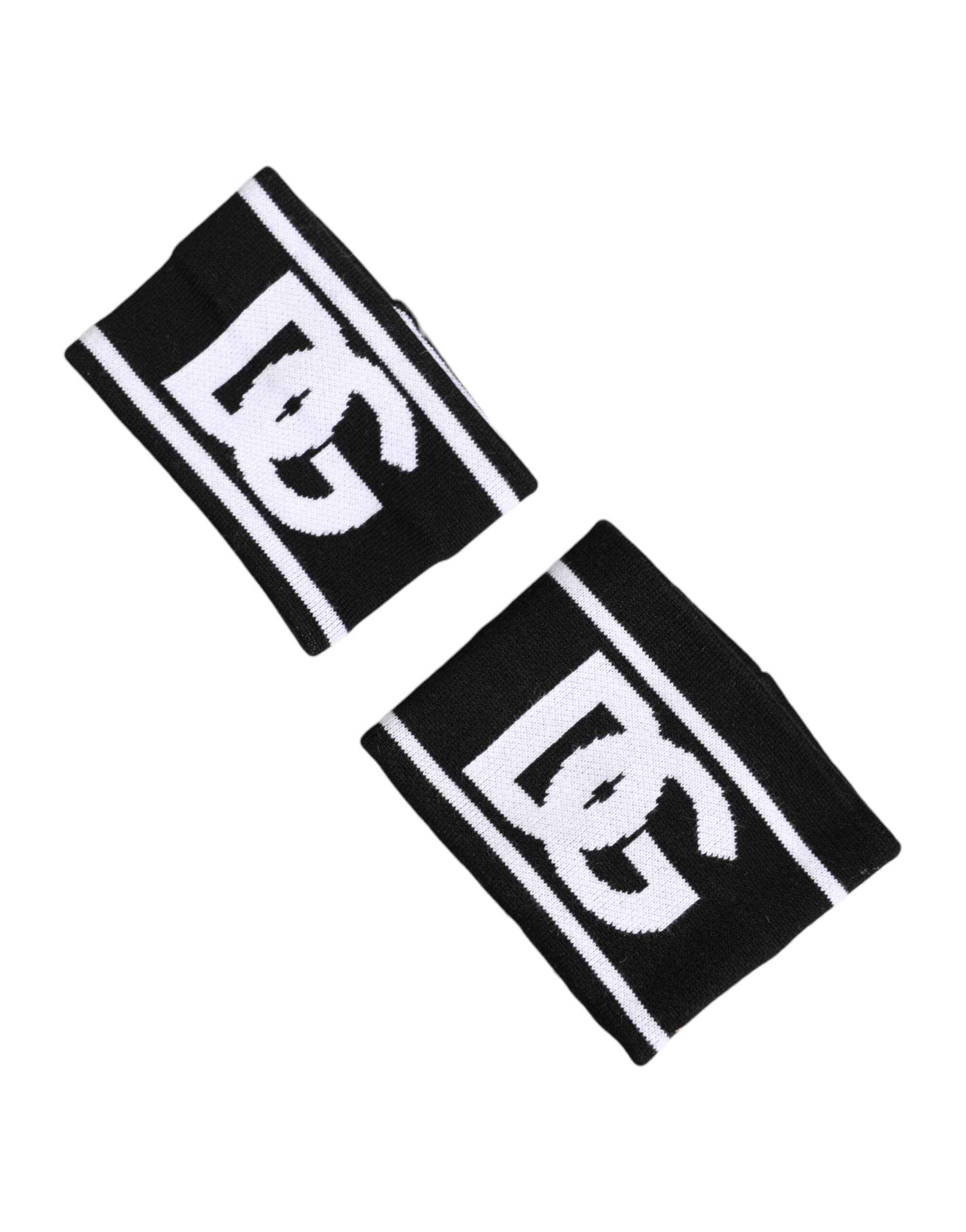 Dolce & Gabbana Black White DG Logo Cotton 1 Pair One Wristband - Zeiniez