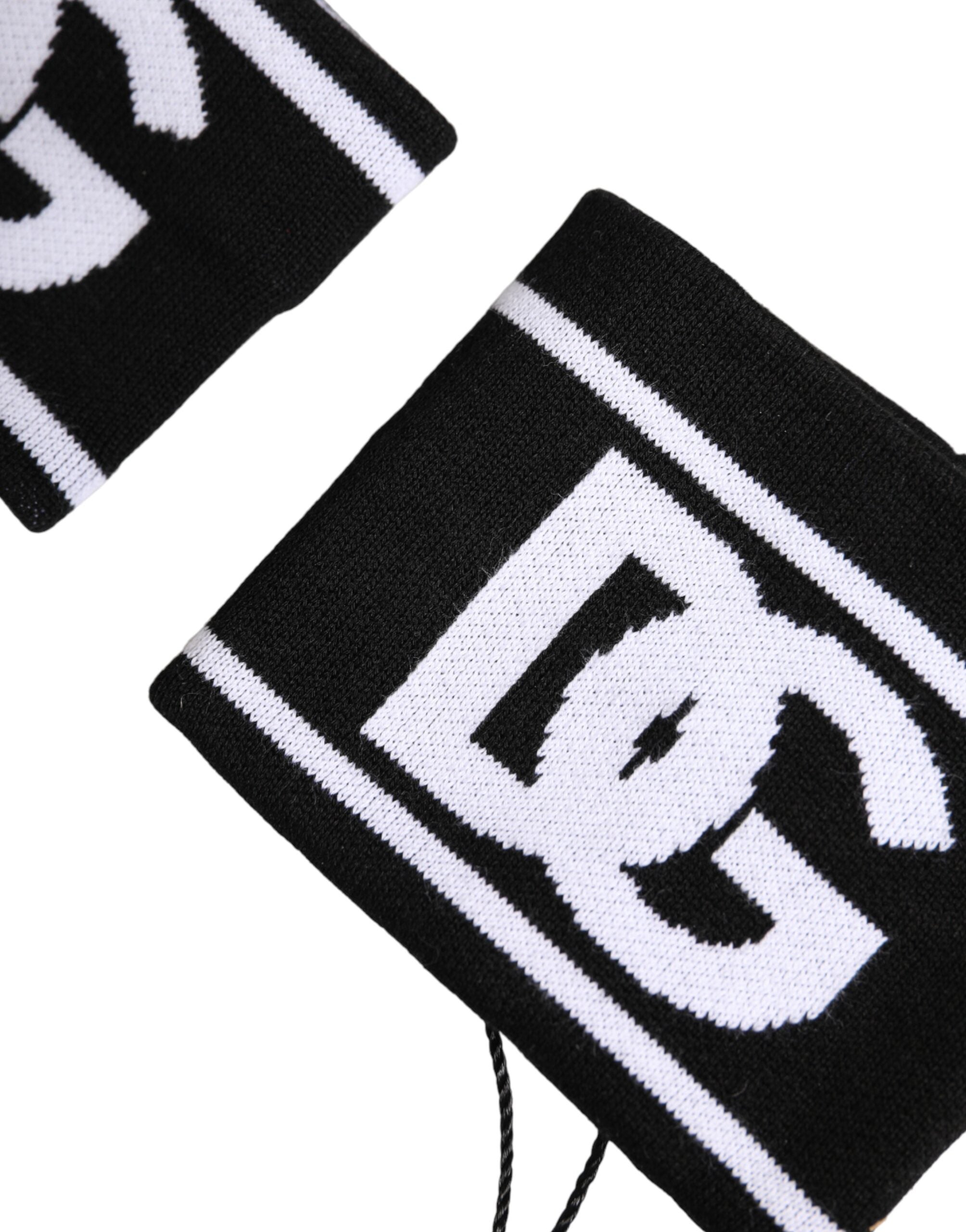 Dolce & Gabbana Black White DG Logo Cotton 1 Pair One Wristband - Zeiniez
