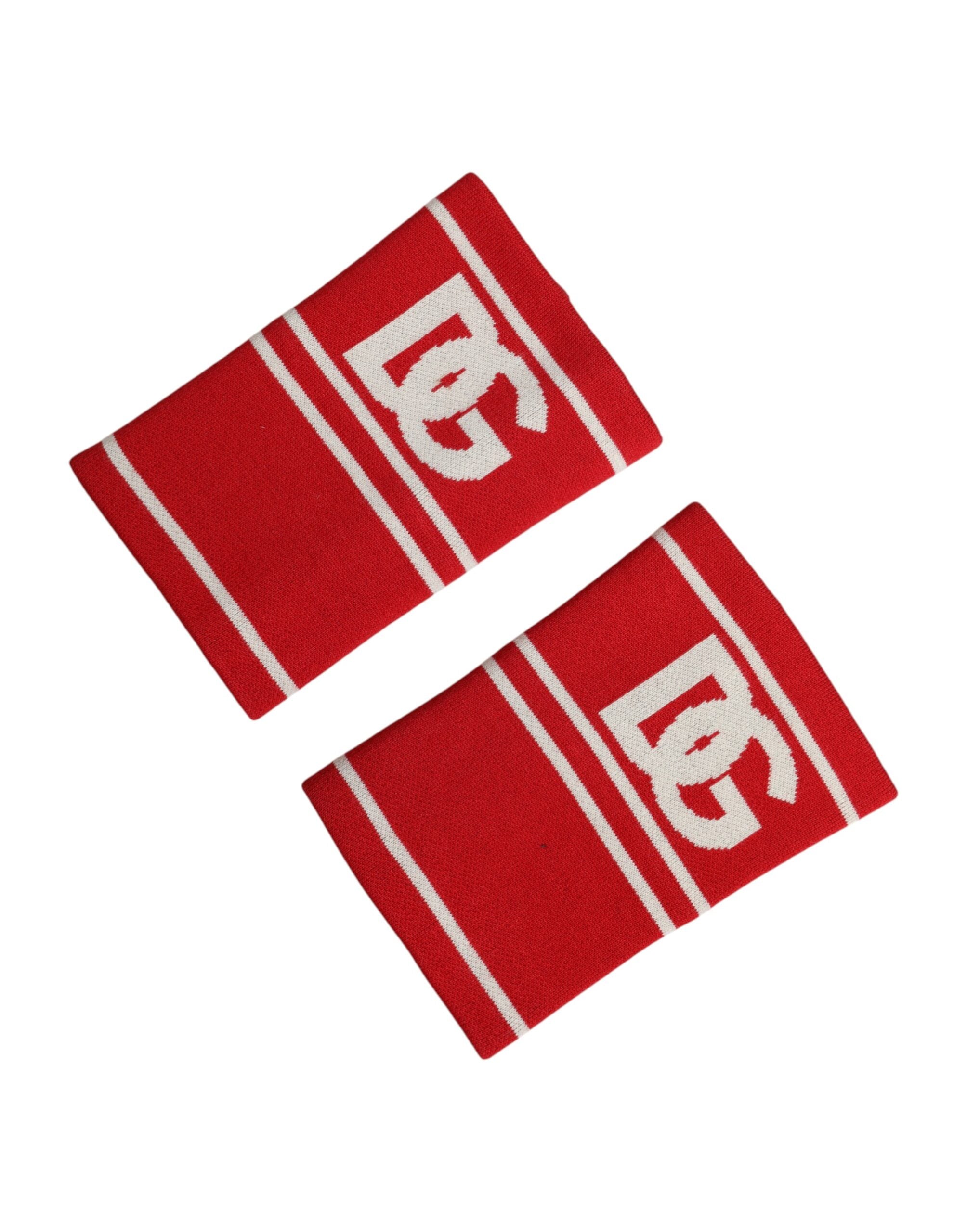 Dolce & Gabbana Red White DG Logo Cotton 1 Pair One SIze Wristband - Zeiniez