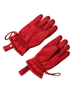 Dolce & Gabbana Red Viscose Motorcycle Biker Mitten Gloves - Zeiniez