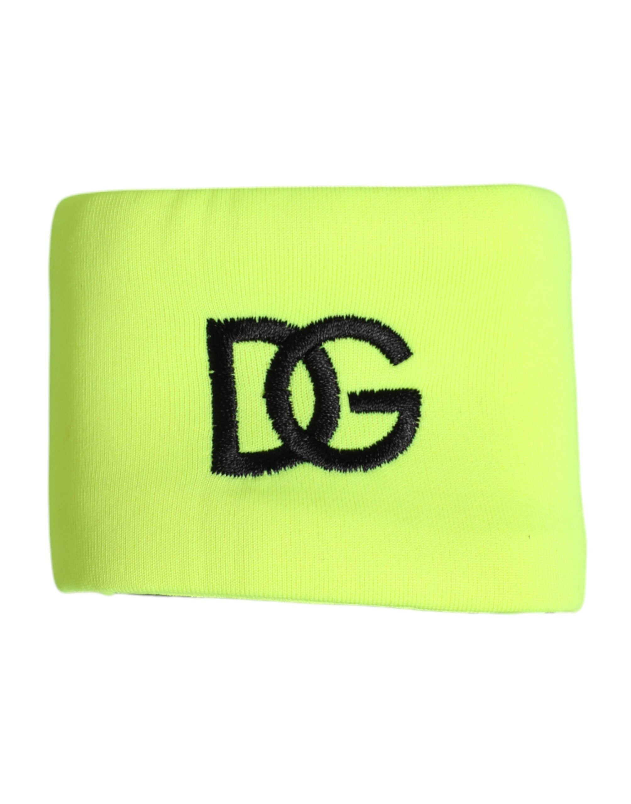Dolce & Gabbana Yellow Green Silk DG Logo Men Wristband - Zeiniez