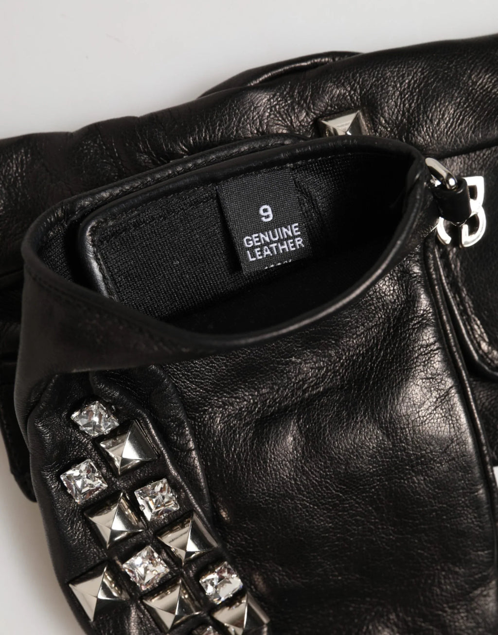 Dolce & Gabbana Black Leather Studded Fingerless Hand Mitten Men Gloves - Zeiniez