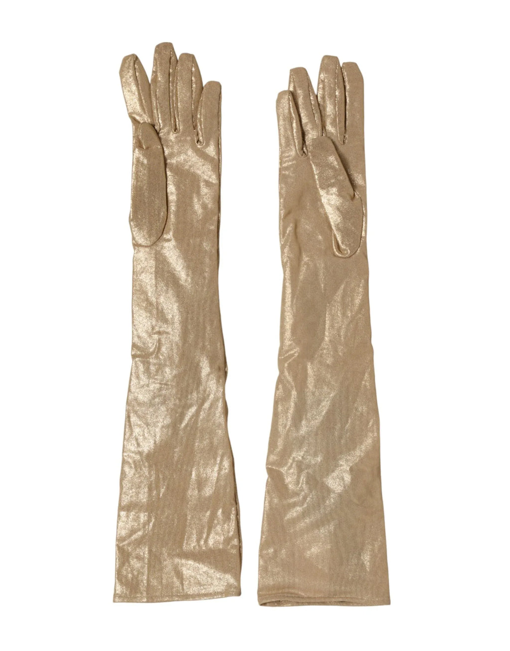 Dolce & Gabbana Beige Satin Crystal Elbow Length Mitten Gloves - Zeiniez