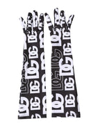 Dolce & Gabbana Black White DG Logo Elbow Length Mitten Gloves - Zeiniez
