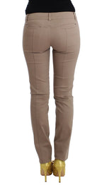 Cavalli Class Beige Dress Skinny Slim Straight Chinos Pants - Zeiniez