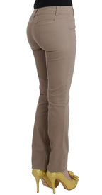Cavalli Class Beige Dress Skinny Slim Straight Chinos Pants - Zeiniez