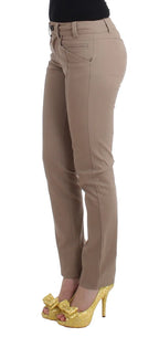 Cavalli Class Beige Dress Skinny Slim Straight Chinos Pants - Zeiniez
