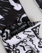 Dolce & Gabbana Gloves Black White DG Logo Elbow Length Mitten - Zeiniez