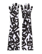 Dolce & Gabbana Black White DG Logo Elbow Length Mitten Gloves - Zeiniez