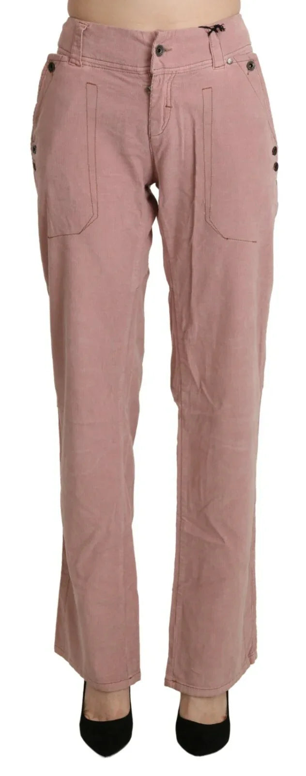 Ermanno Scervino Cotton Pink High Waist Straight Trouser Pants - Zeiniez
