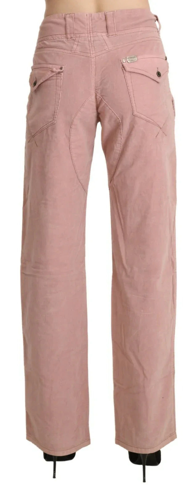 Ermanno Scervino Cotton Pink High Waist Straight Trouser Pants - Zeiniez