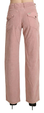 Ermanno Scervino Cotton Pink High Waist Straight Trouser Pants - Zeiniez