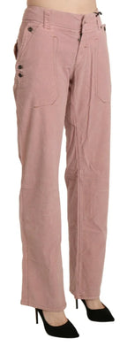 Ermanno Scervino Cotton Pink High Waist Straight Trouser Pants - Zeiniez