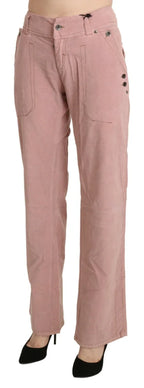 Ermanno Scervino Cotton Pink High Waist Straight Trouser Pants - Zeiniez
