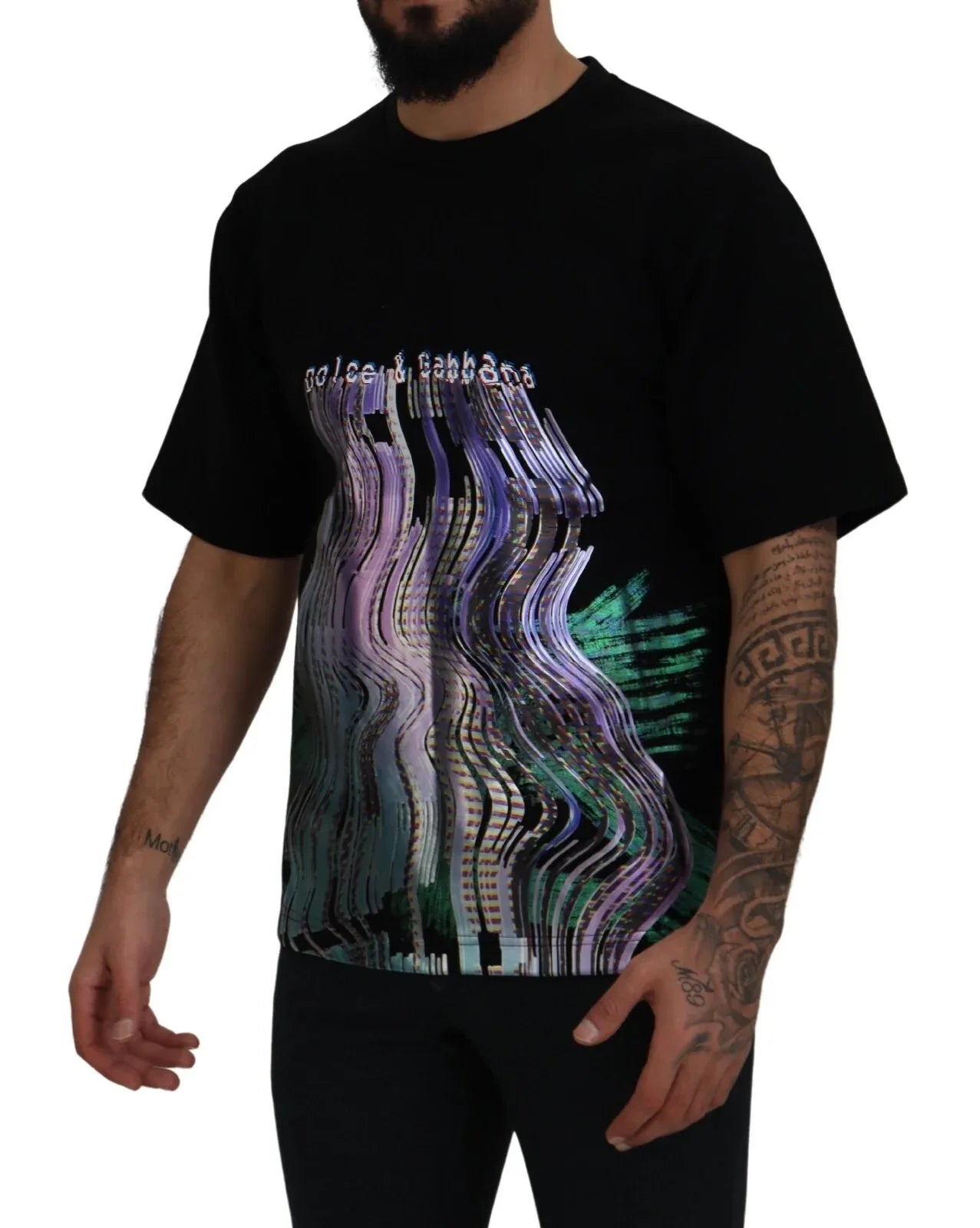 Dolce & Gabbana Cotton Black Printed Crewneck Tee T-shirt - Zeiniez