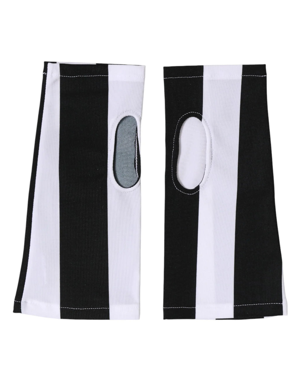 Dolce & Gabbana Black White Nylon Fingerless Wrist Length Gloves - Zeiniez