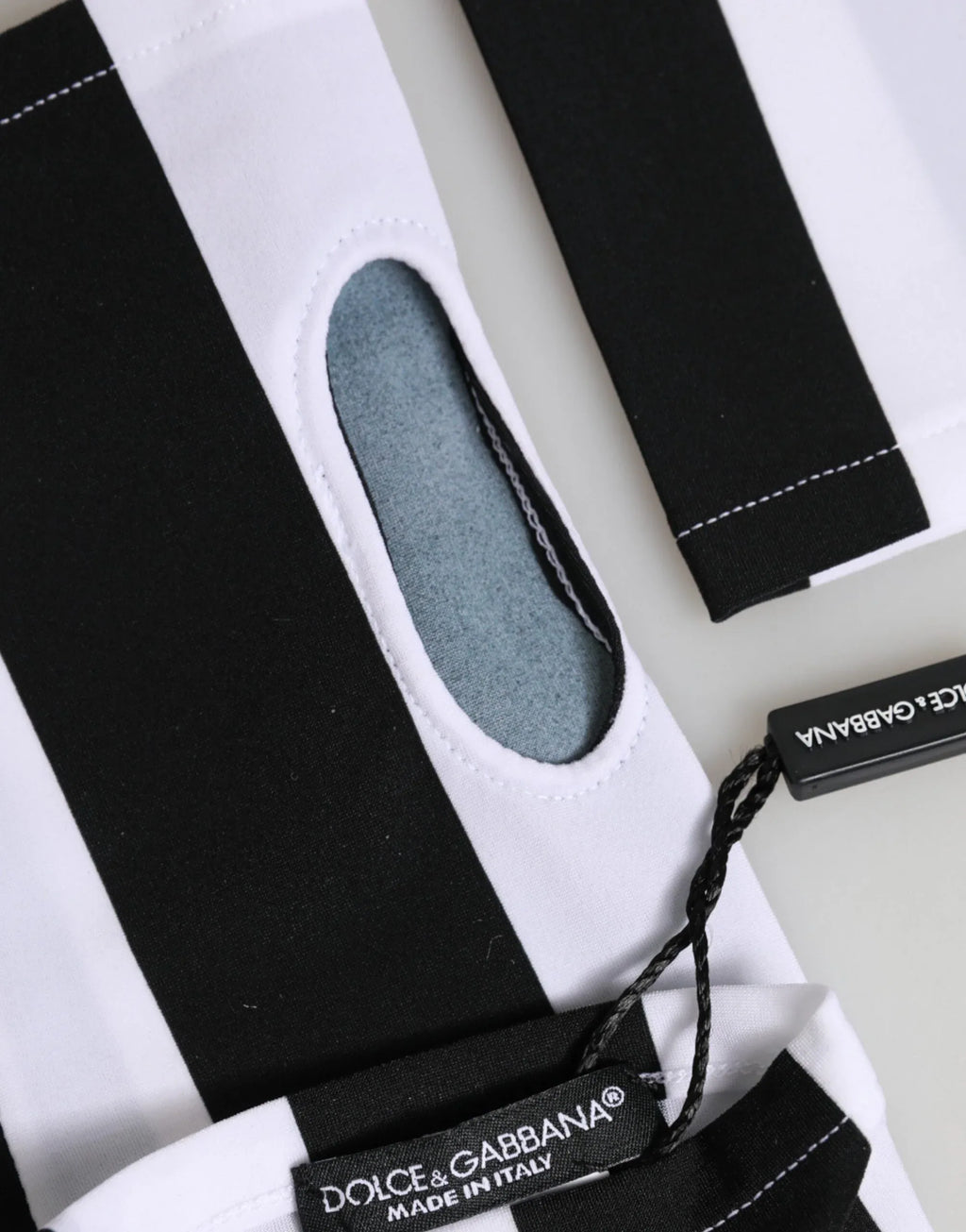 Dolce & Gabbana Black White Nylon Fingerless Wrist Length Gloves - Zeiniez