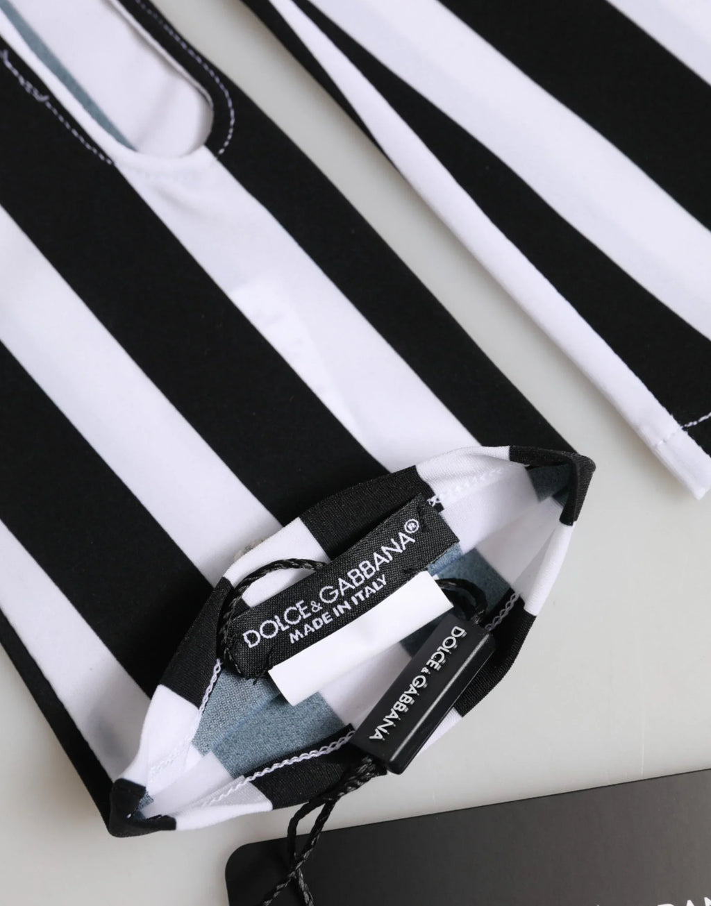 Dolce & Gabbana Black White Nylon Fingerless Wrist Length Gloves - Zeiniez