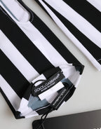 Dolce & Gabbana Black White Nylon Fingerless Wrist Length Gloves - Zeiniez