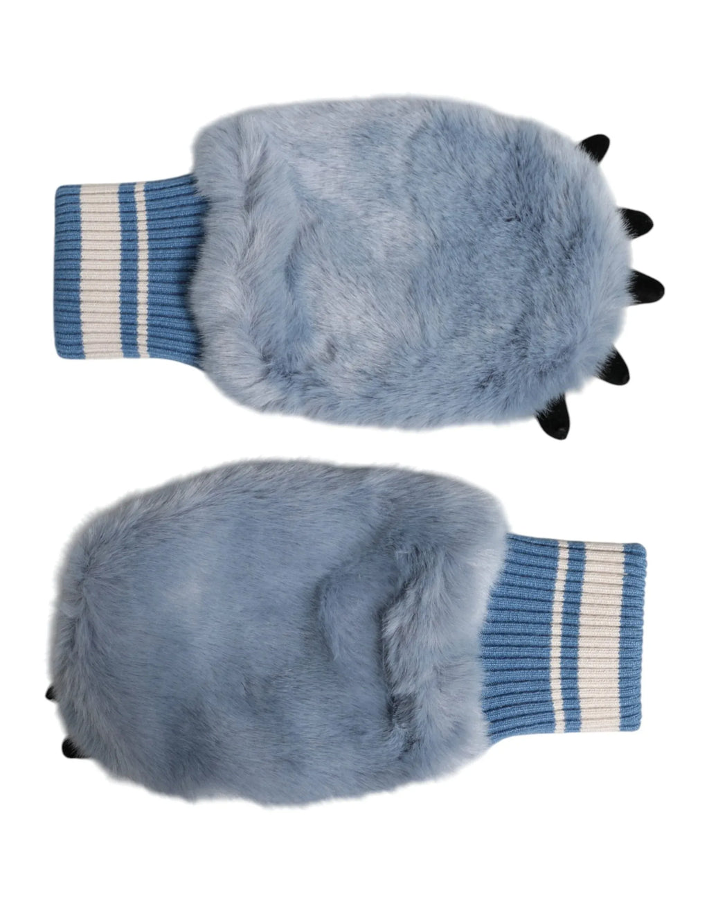 Dolce & Gabbana Blue Acrylic Knitted Fur Wrist Mitten Gloves - Zeiniez