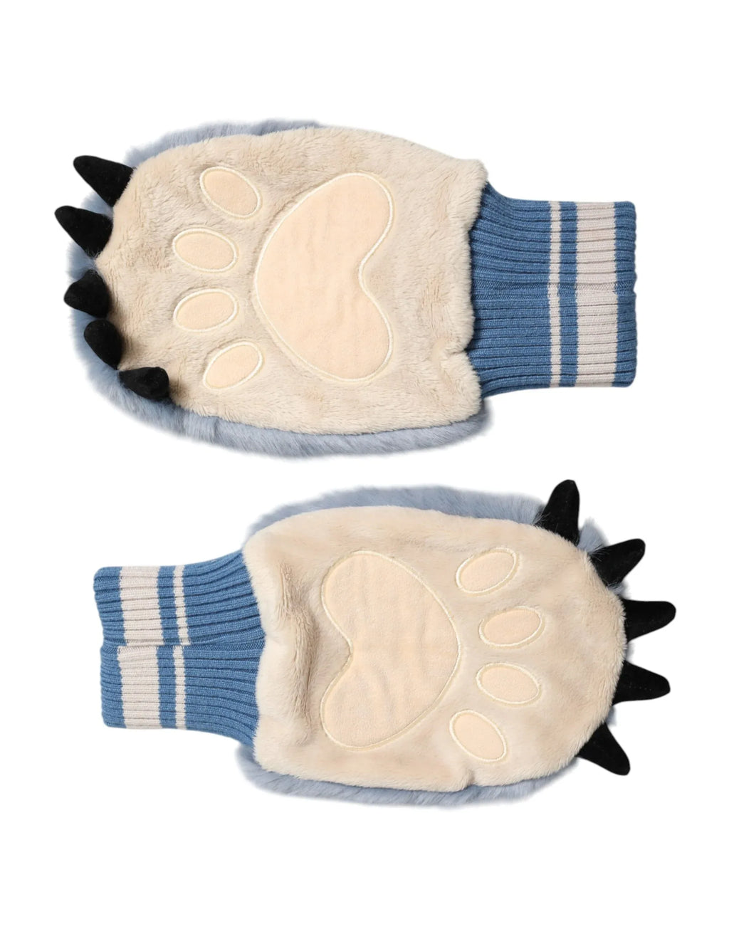 Dolce & Gabbana Blue Acrylic Knitted Fur Wrist Mitten Gloves - Zeiniez