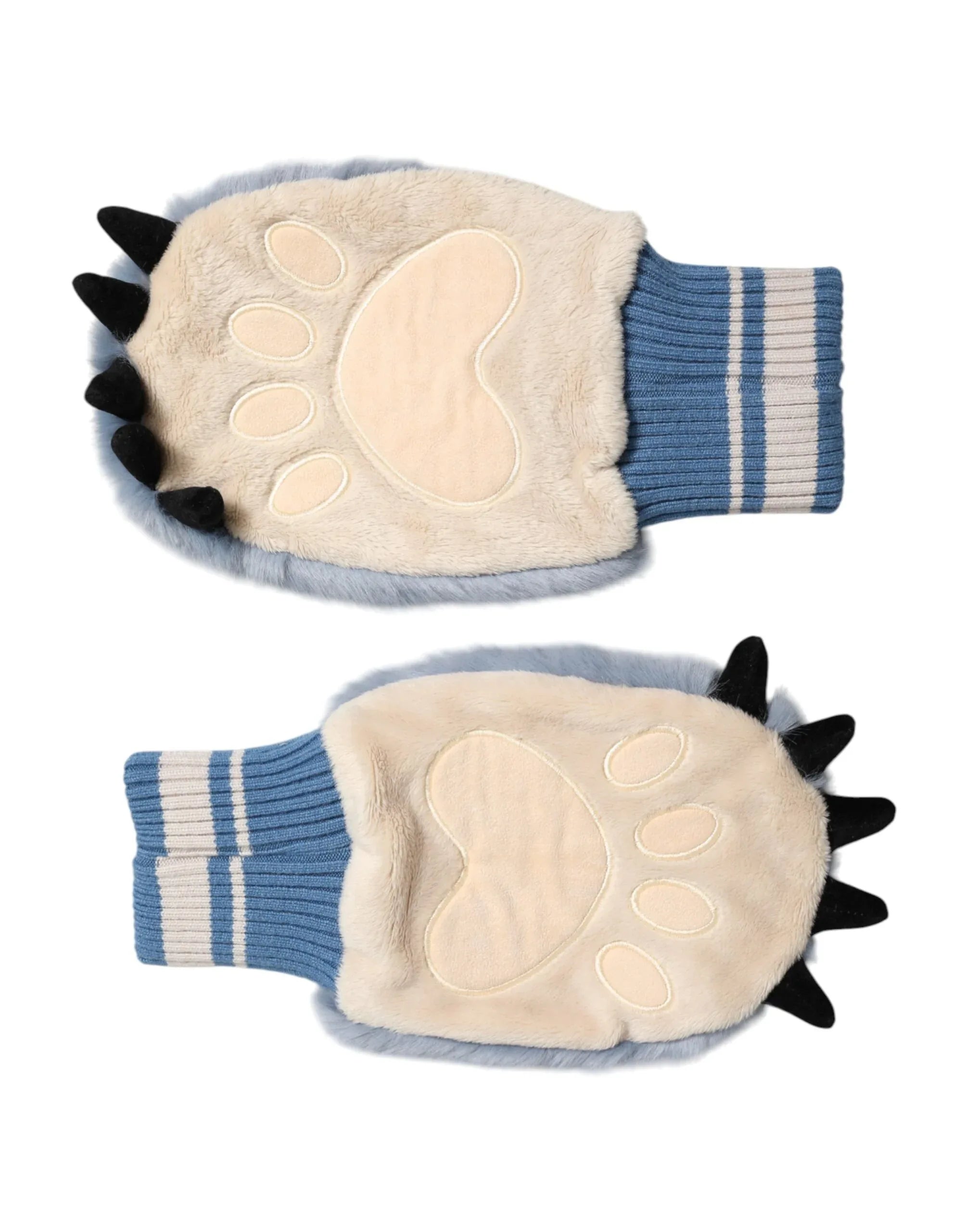 Dolce & Gabbana Blue Acrylic Knitted Fur Wrist Mitten Gloves - Zeiniez