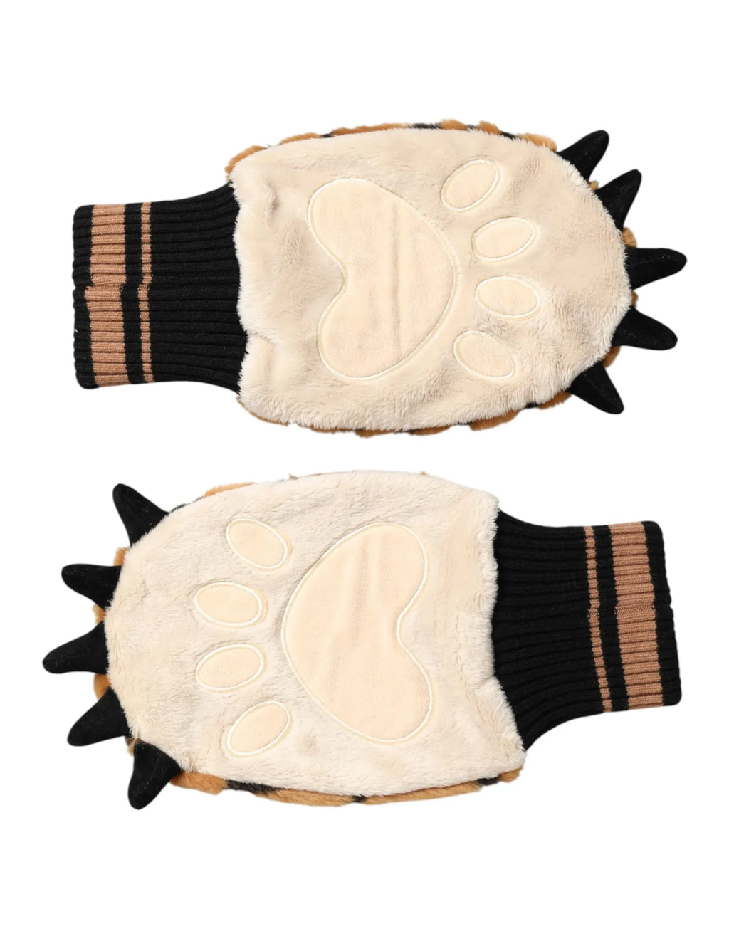 Dolce & Gabbana Brown Tiger Knitted Fur Wrist Mitten One Size Gloves - Zeiniez