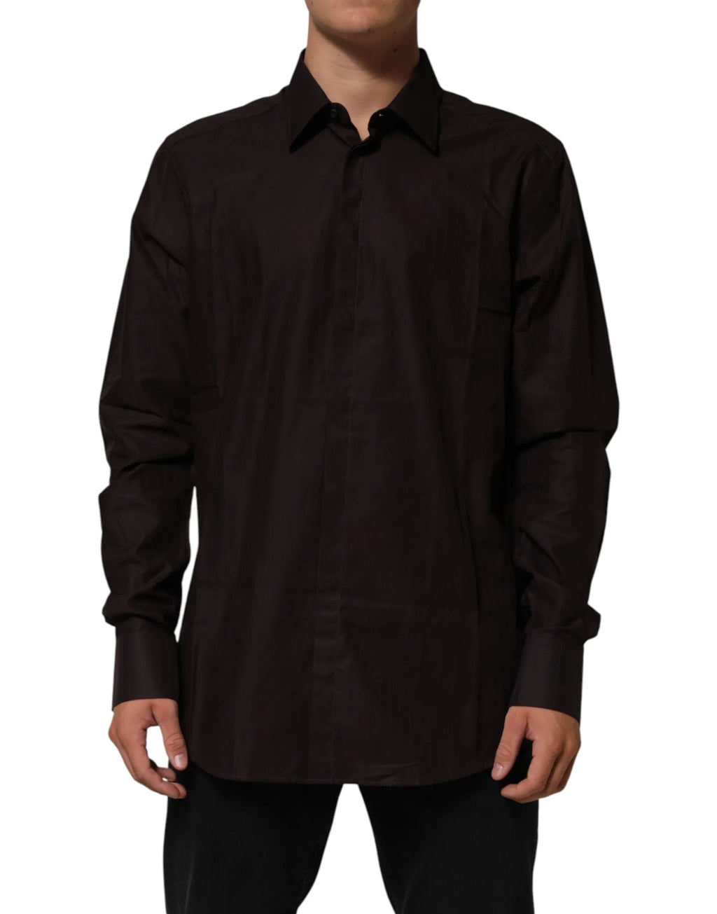 Dolce & Gabbana Brown Cotton LongSleeve MARTINI Dress Shirt - Zeiniez