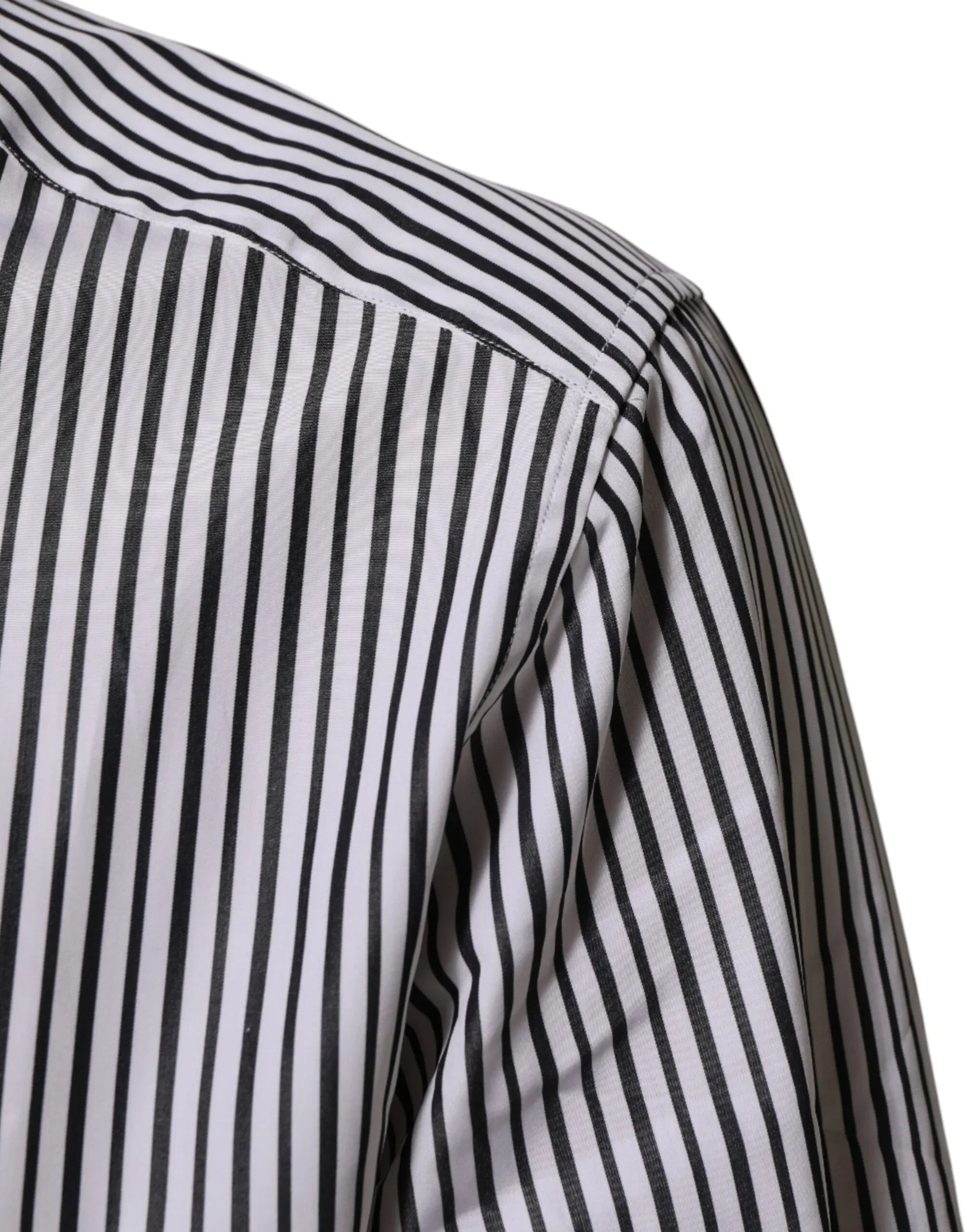 Dolce & Gabbana Black White Stripes Men GOLD Dress Shirt - Zeiniez