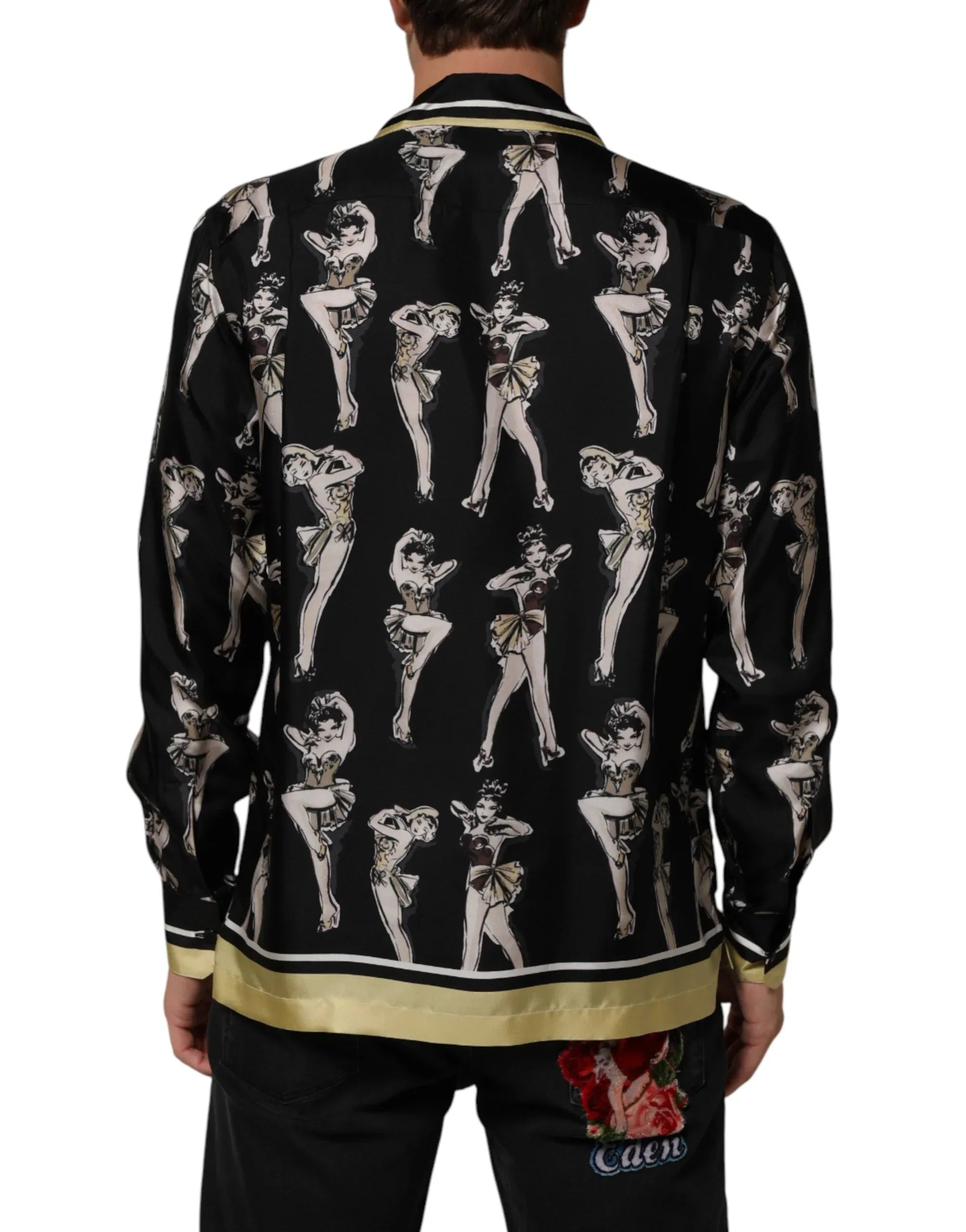 Dolce & Gabbana Black Silk Pin Up Printed Button Down Shirt - Zeiniez