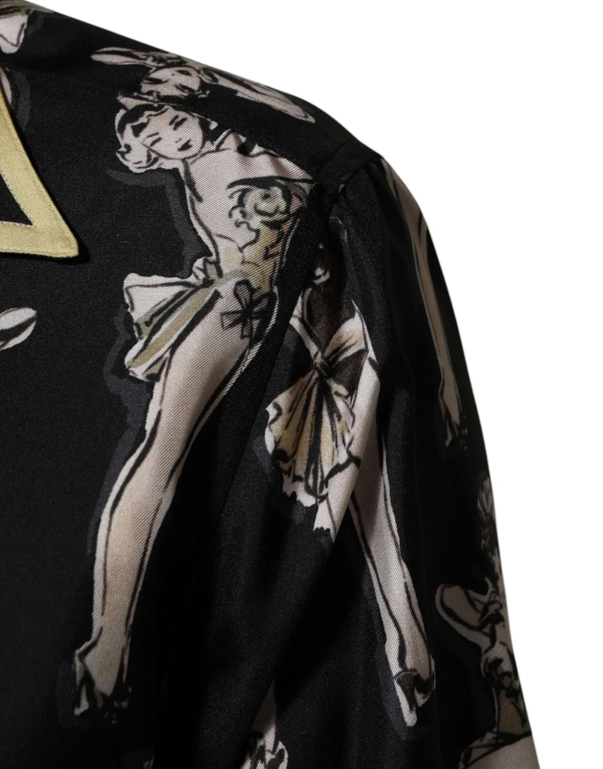 Dolce & Gabbana Black Silk Pin Up Printed Button Down Shirt - Zeiniez