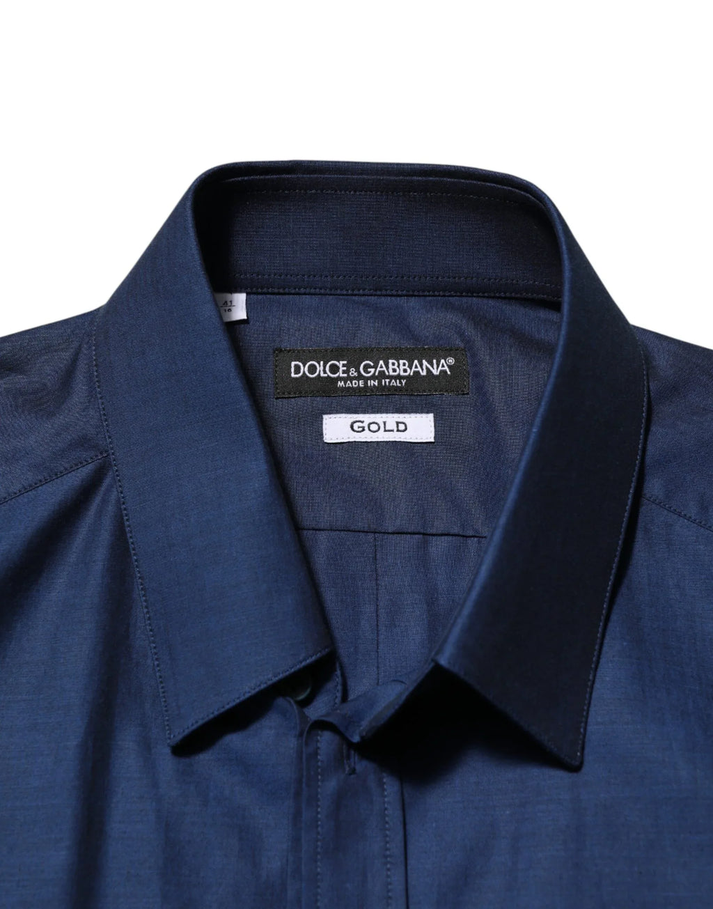 Dolce & Gabbana Blue Cotton Collared Men GOLD Dress Shirt - Zeiniez