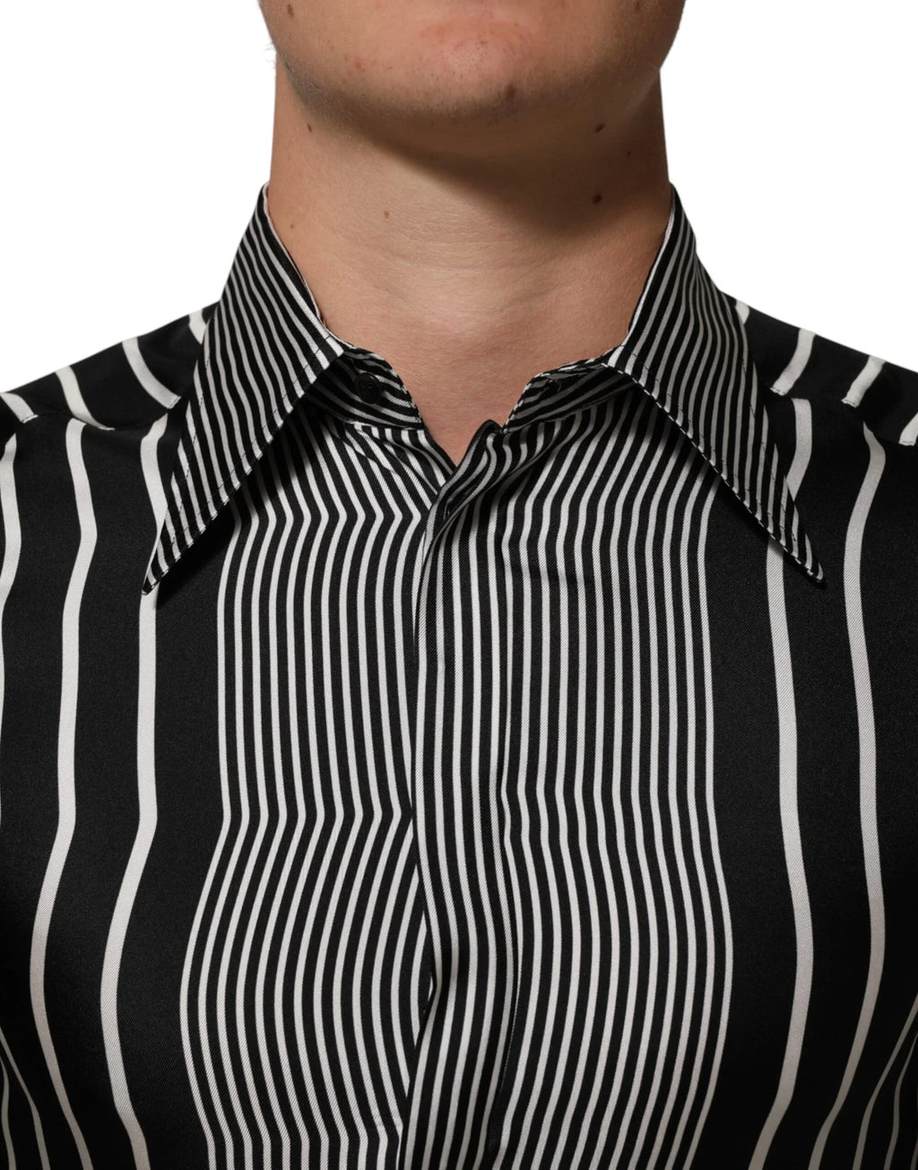 Dolce & Gabbana Black White Stripes Men MARTINI Dress Shirt - Zeiniez