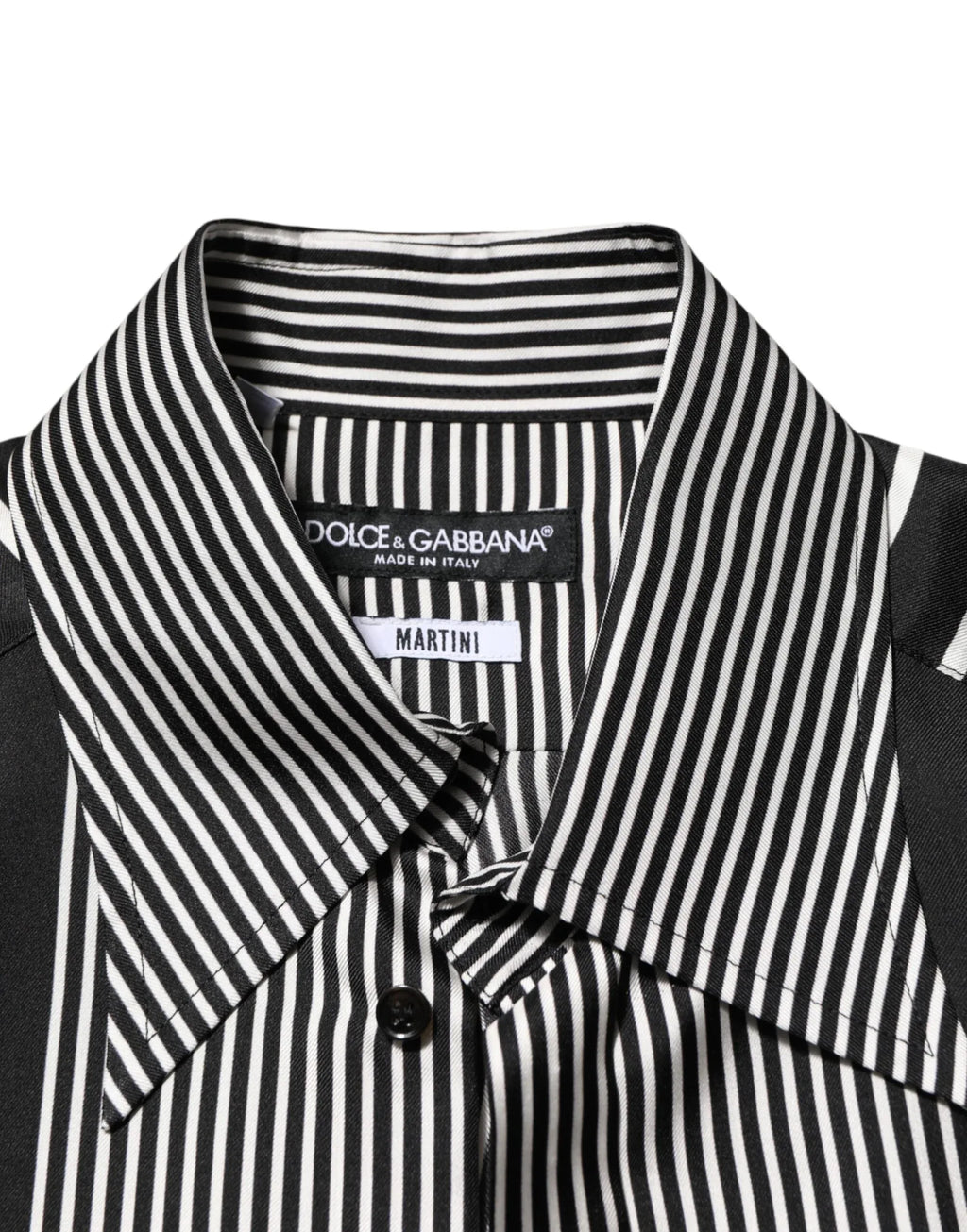 Dolce & Gabbana Black White Stripes Men MARTINI Dress Shirt - Zeiniez