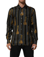 Dolce & Gabbana Black Dotted Tassel Silk Button Down Shirt - Zeiniez