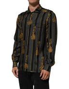 Dolce & Gabbana Black Dotted Tassel Silk Button Down Shirt - Zeiniez