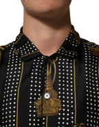 Dolce & Gabbana Black Dotted Tassel Silk Button Down Shirt - Zeiniez