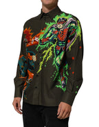 Dolce & Gabbana Green Superhero Print Button Down Shirt