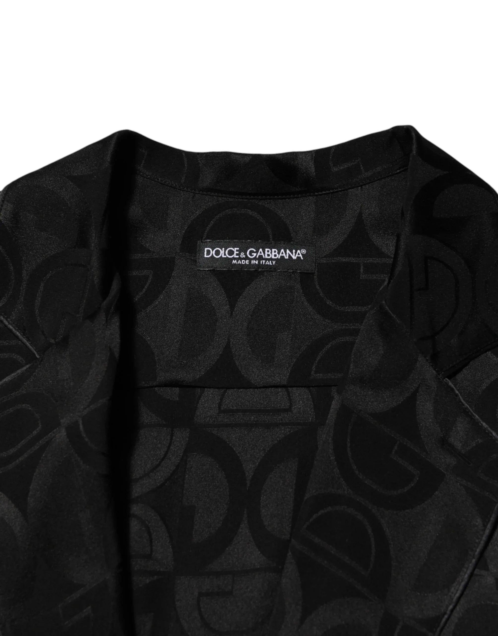 Dolce & Gabbana Black DG Logo Silk Men Long Sleeves Shirt - Zeiniez