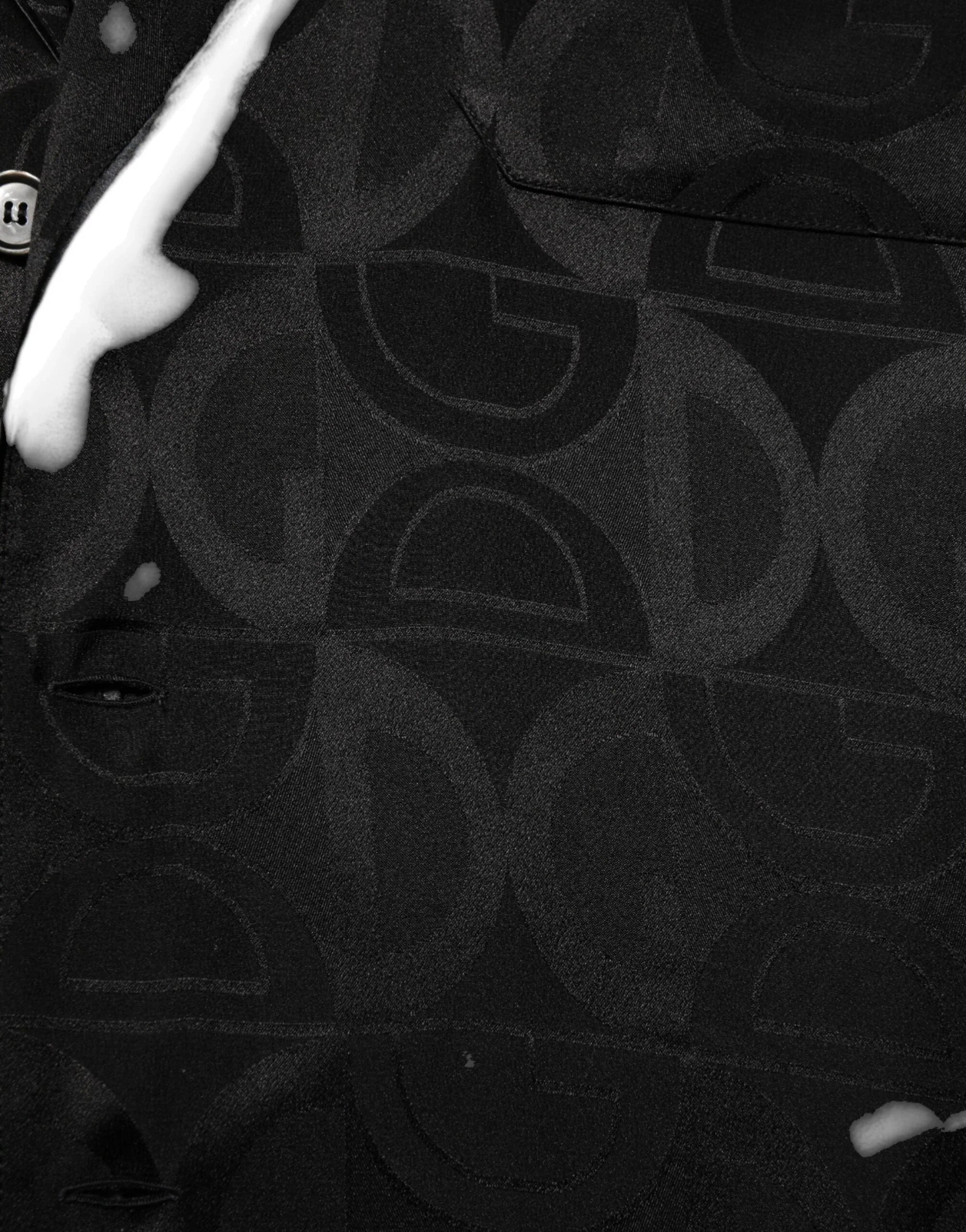 Dolce & Gabbana Black DG Logo Silk Men Long Sleeves Shirt - Zeiniez