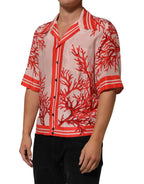 Dolce & Gabbana Shirt Red Corals Short Sleeves Button Down - Zeiniez