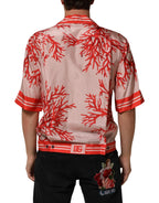 Dolce & Gabbana Shirt Red Corals Short Sleeves Button Down - Zeiniez