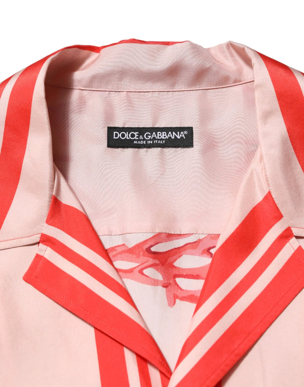 Dolce & Gabbana Shirt Red Corals Short Sleeves Button Down - Zeiniez