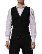 Dolce & Gabbana Black Wool Dress Formal Men Waistcoat Vest