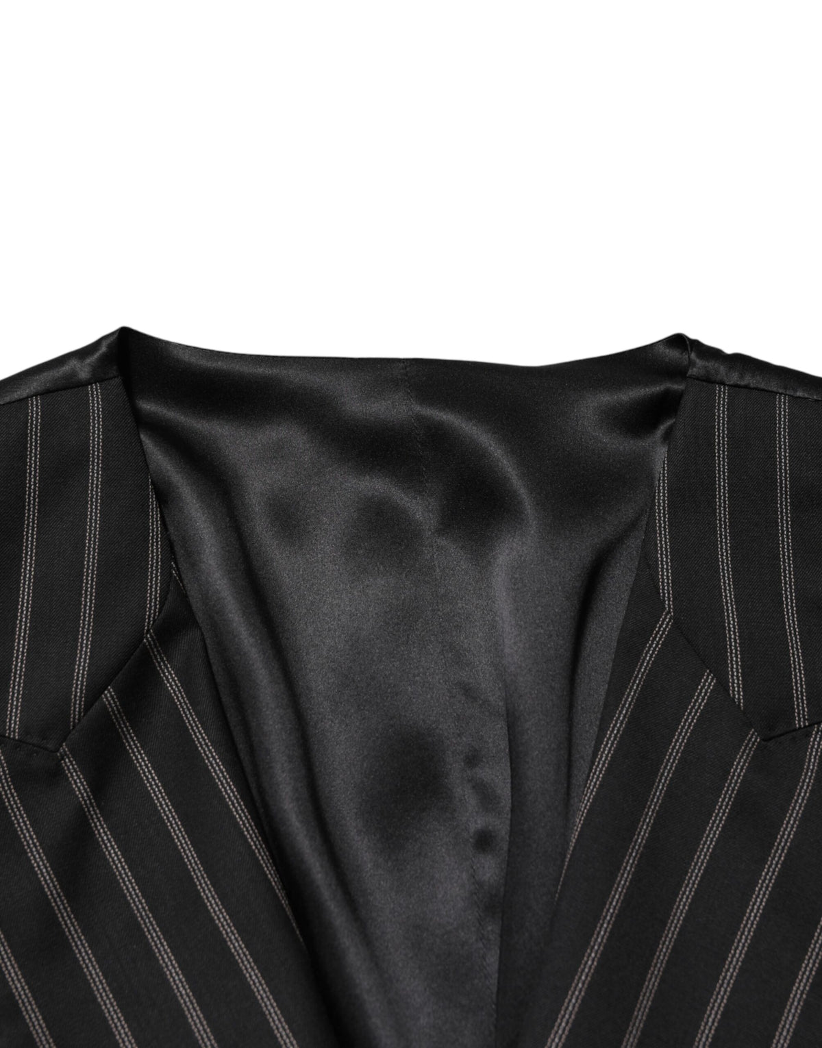 Dolce & Gabbana Black Stripes Wool Dress Men Waistcoat Vest