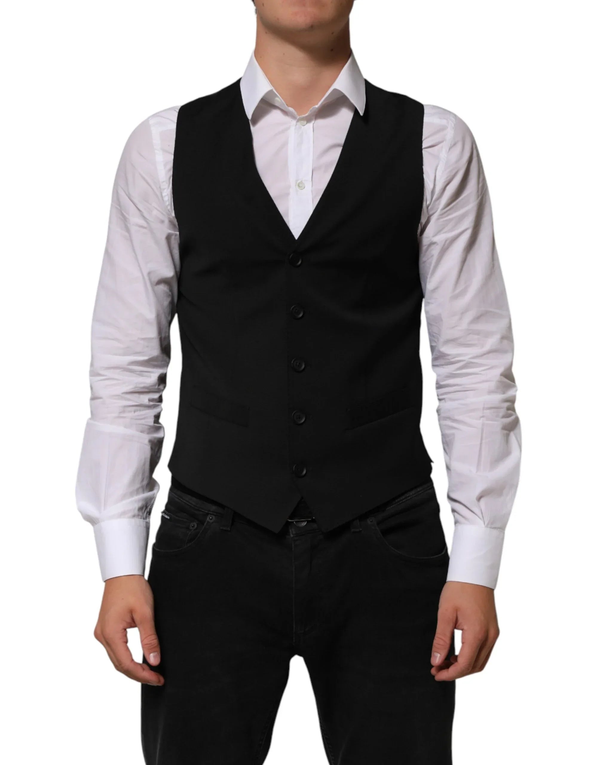 Dolce & Gabbana Black Polyester Dress Formal Waistcoat Vest - Zeiniez