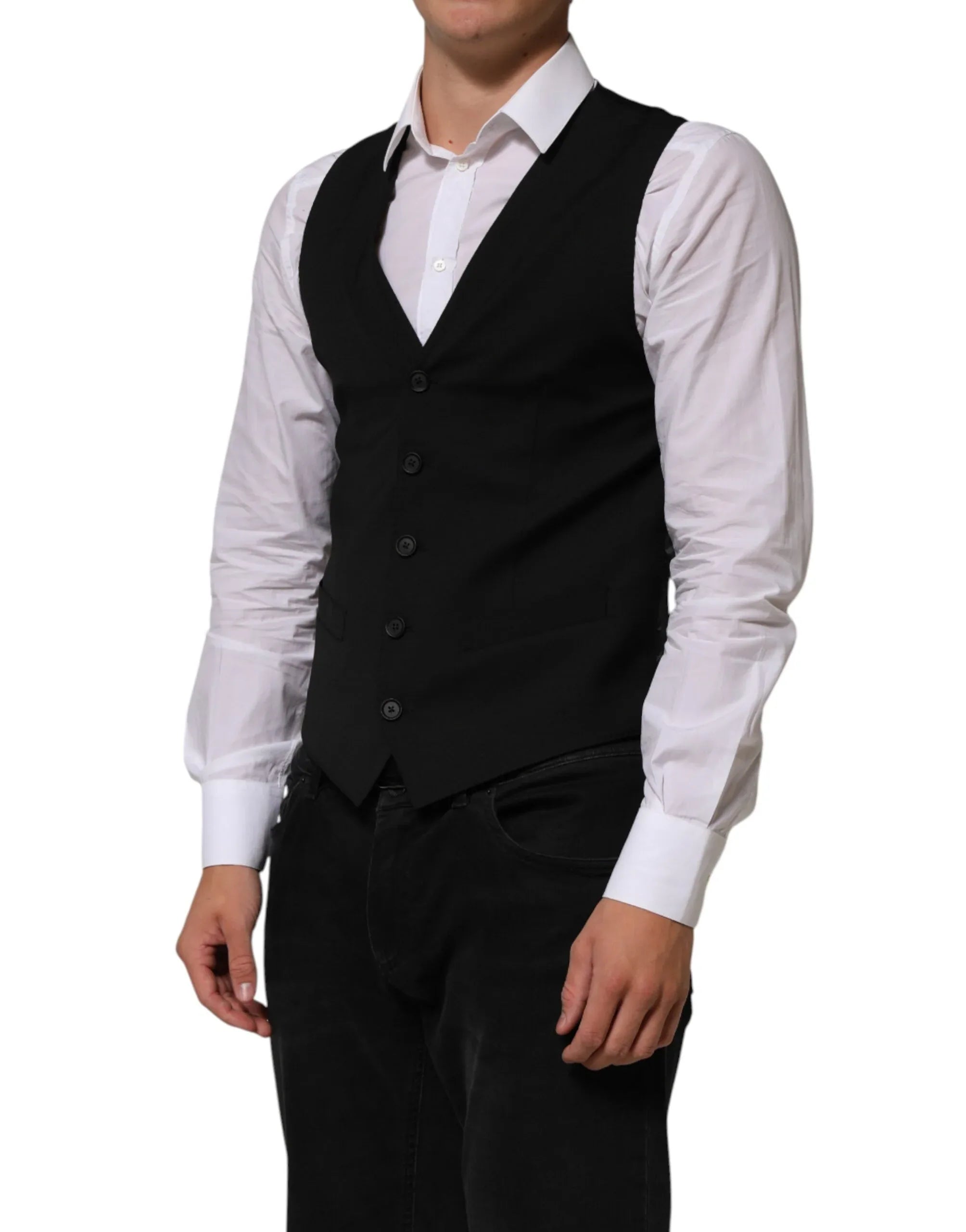Dolce & Gabbana Black Polyester Dress Formal Waistcoat Vest - Zeiniez