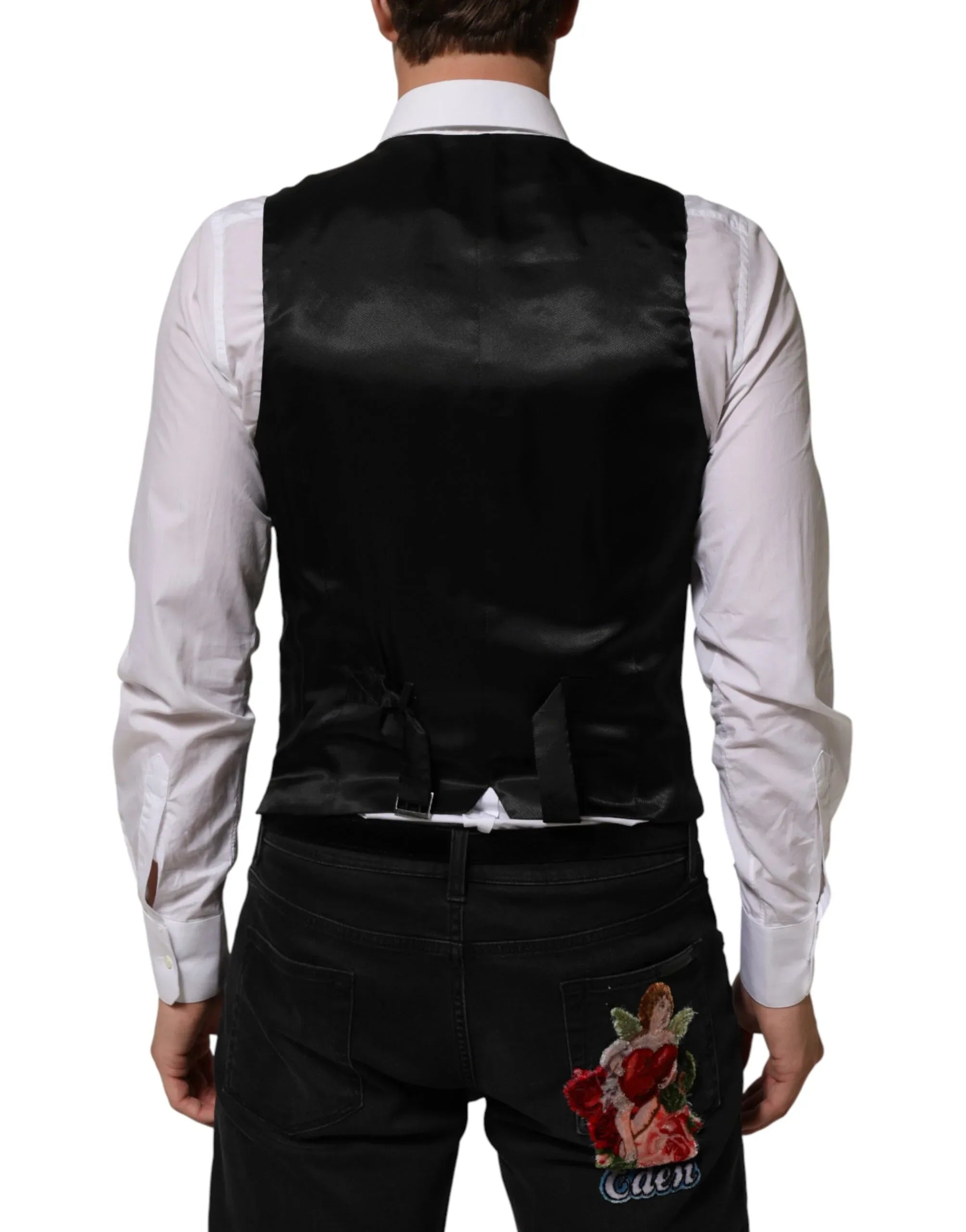 Dolce & Gabbana Black Polyester Dress Formal Waistcoat Vest - Zeiniez