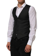 Dolce & Gabbana Black Wool Men Dress Formal Waistcoat Vest - Zeiniez